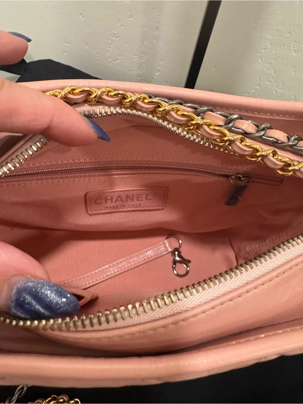 CHANEL Gabrielle hobo Quilted Lambskin Crossbody with Two-Tone Chain